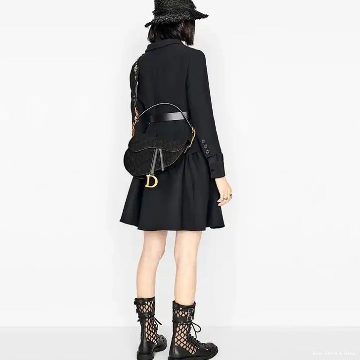 Cheap Motif Canvas Dior Bag Oblique Black Saddle 0506 Hot Sale